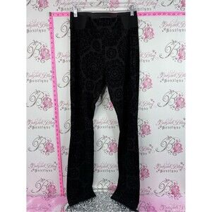 One zone pants sparkly Women's Black Straight Leg Velvet Pants